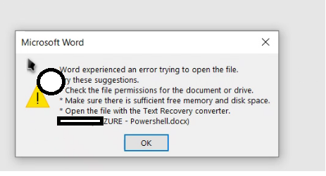 Word Error message