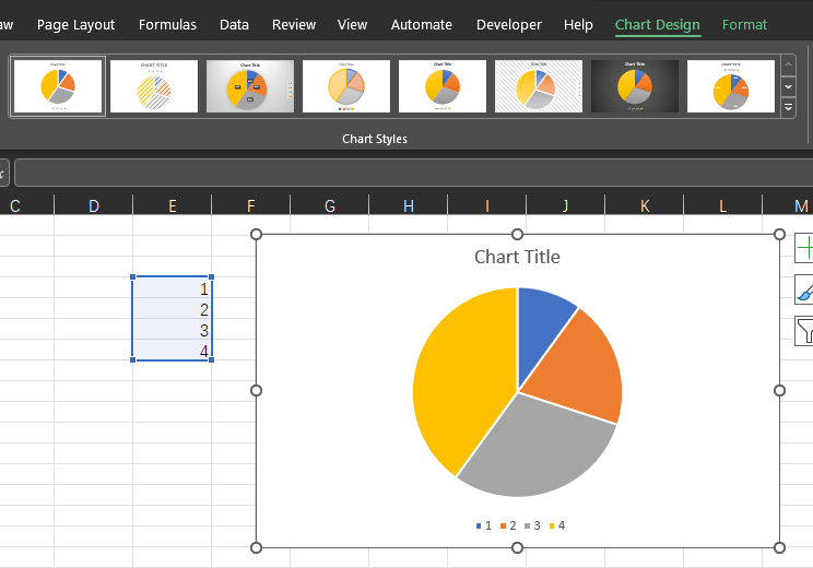 Where is the Pie chart Styles button? - Microsoft Q&A