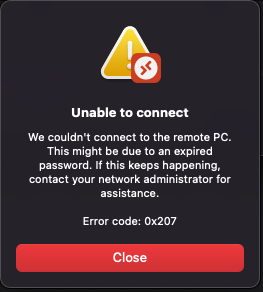 Microsoft Remote Desktop Error Code: 0x207 - Microsoft Q&amp;A