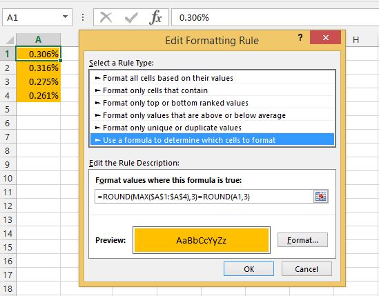 Conditional Formatted Top/Bottom with rounded values - Microsoft Q&A