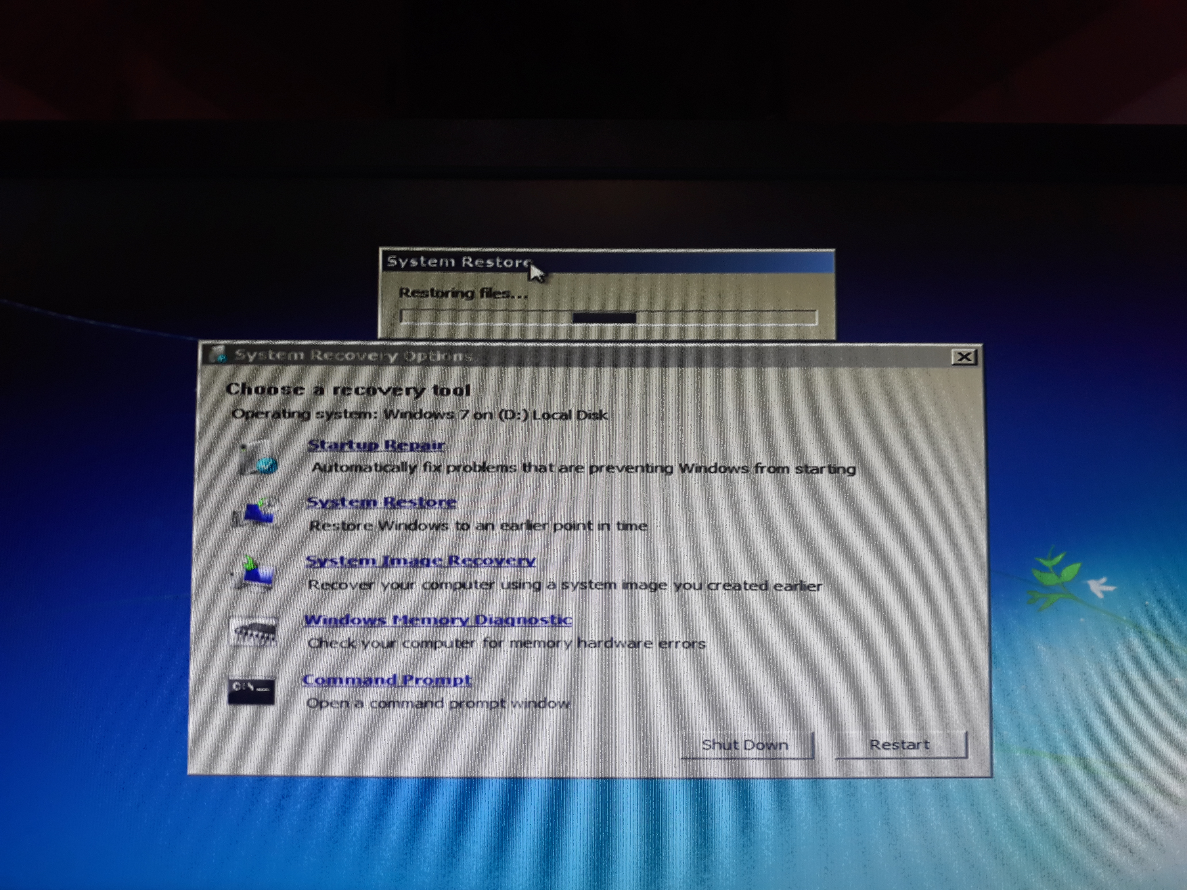 Why isn't System Restore Finishing in Windows 7 System Recovery screen ...
