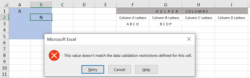 Excel - column cells with two data validation - a list and eliminate ...