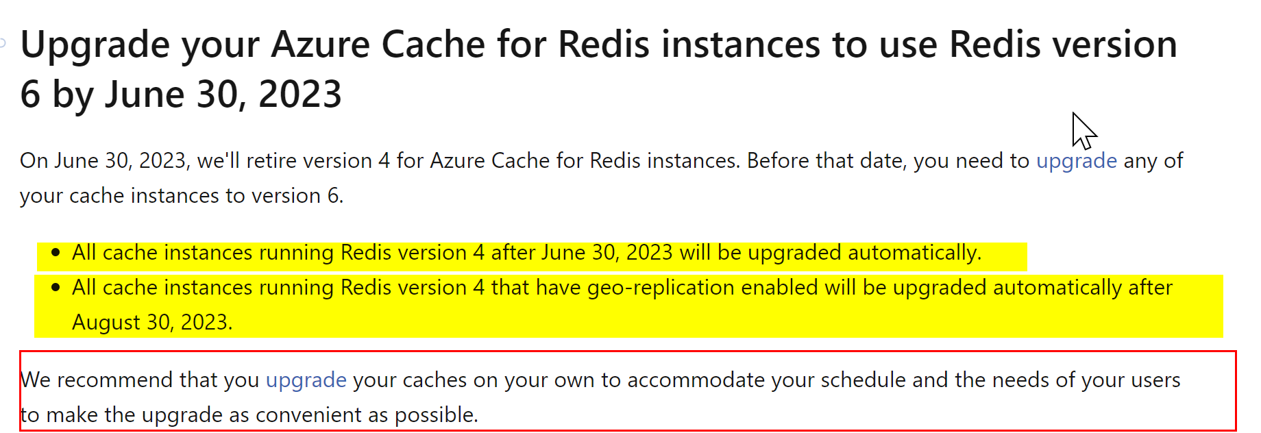 Azure cache for redis upgrade to version 6 using ARM template ... image.