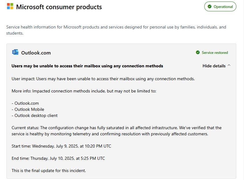 I am unable to send or receive emails on my personal account on any of ...