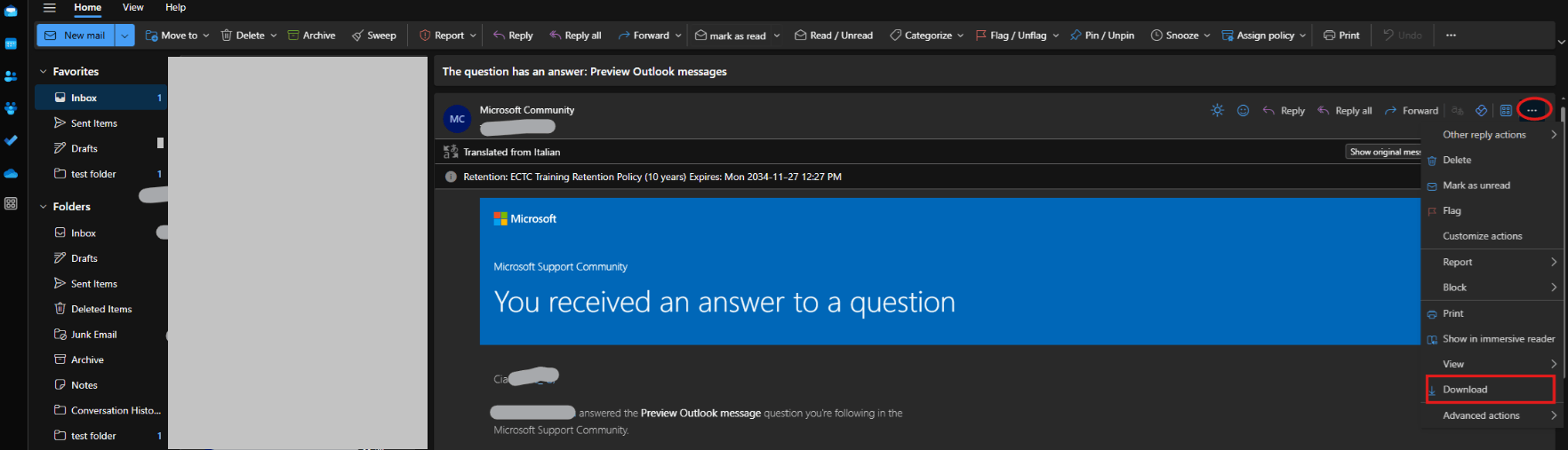 Download a copy of Inbox - Microsoft Q&A