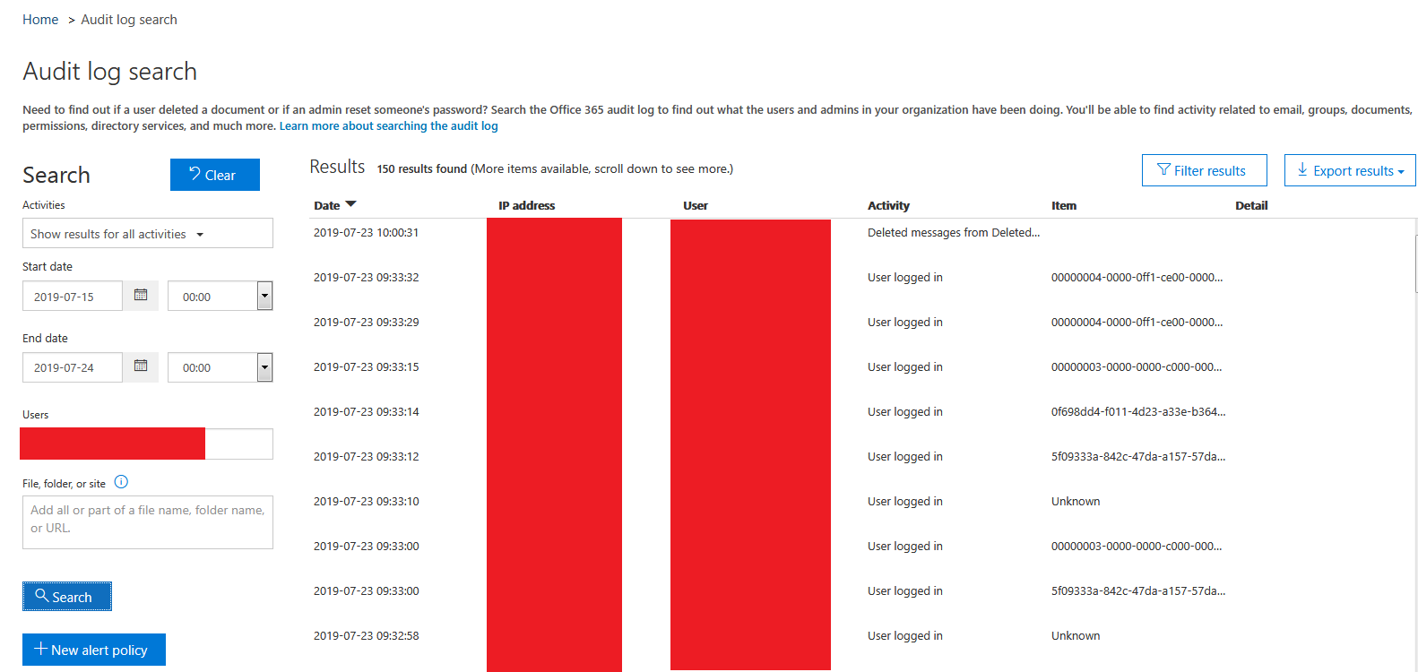 No data available in Office 365 Audit log search - Microsoft Q&A
