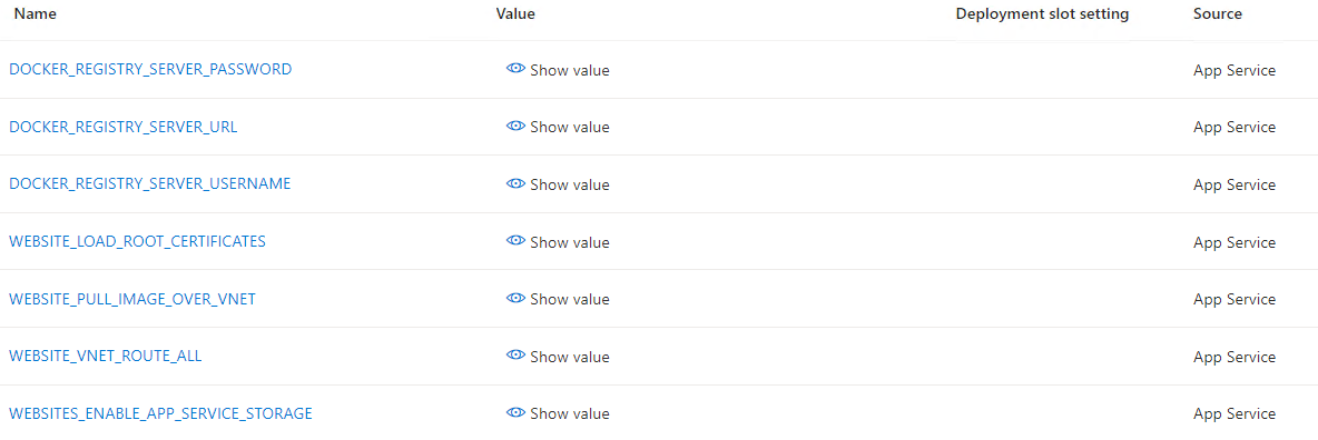 app service - env-variables