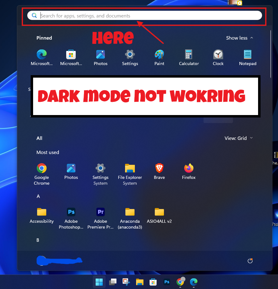 dark mode not working in win11