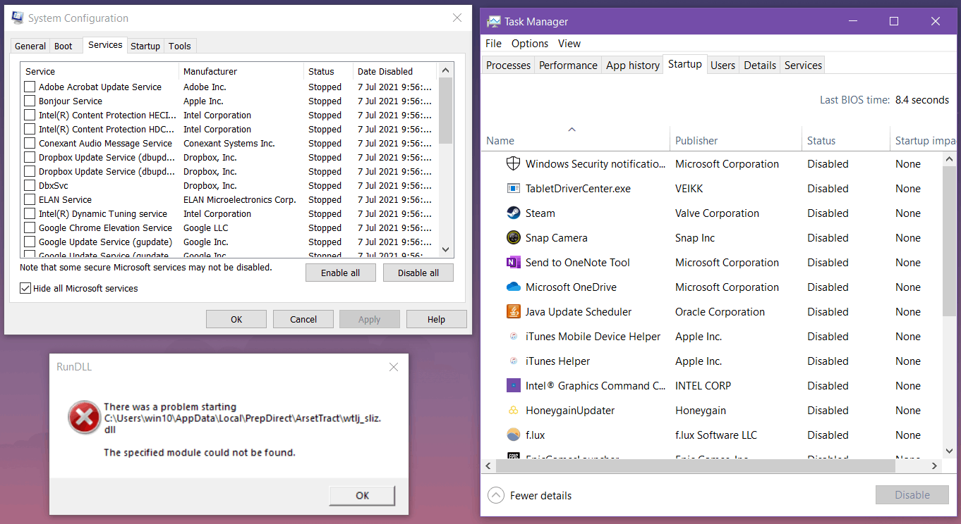 How do I stop RunDLL pop up upon start up? - Microsoft Q&A