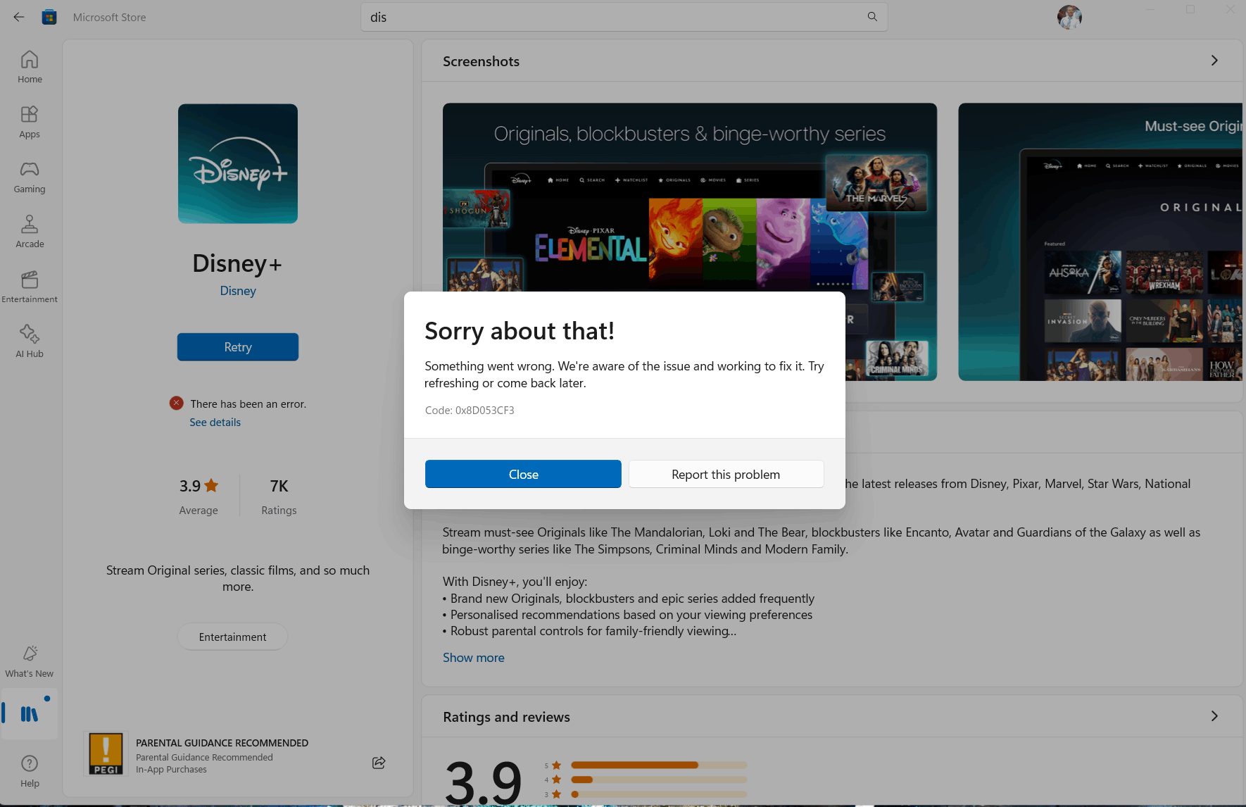 Error installing Disney Plus from store - Microsoft Q&A