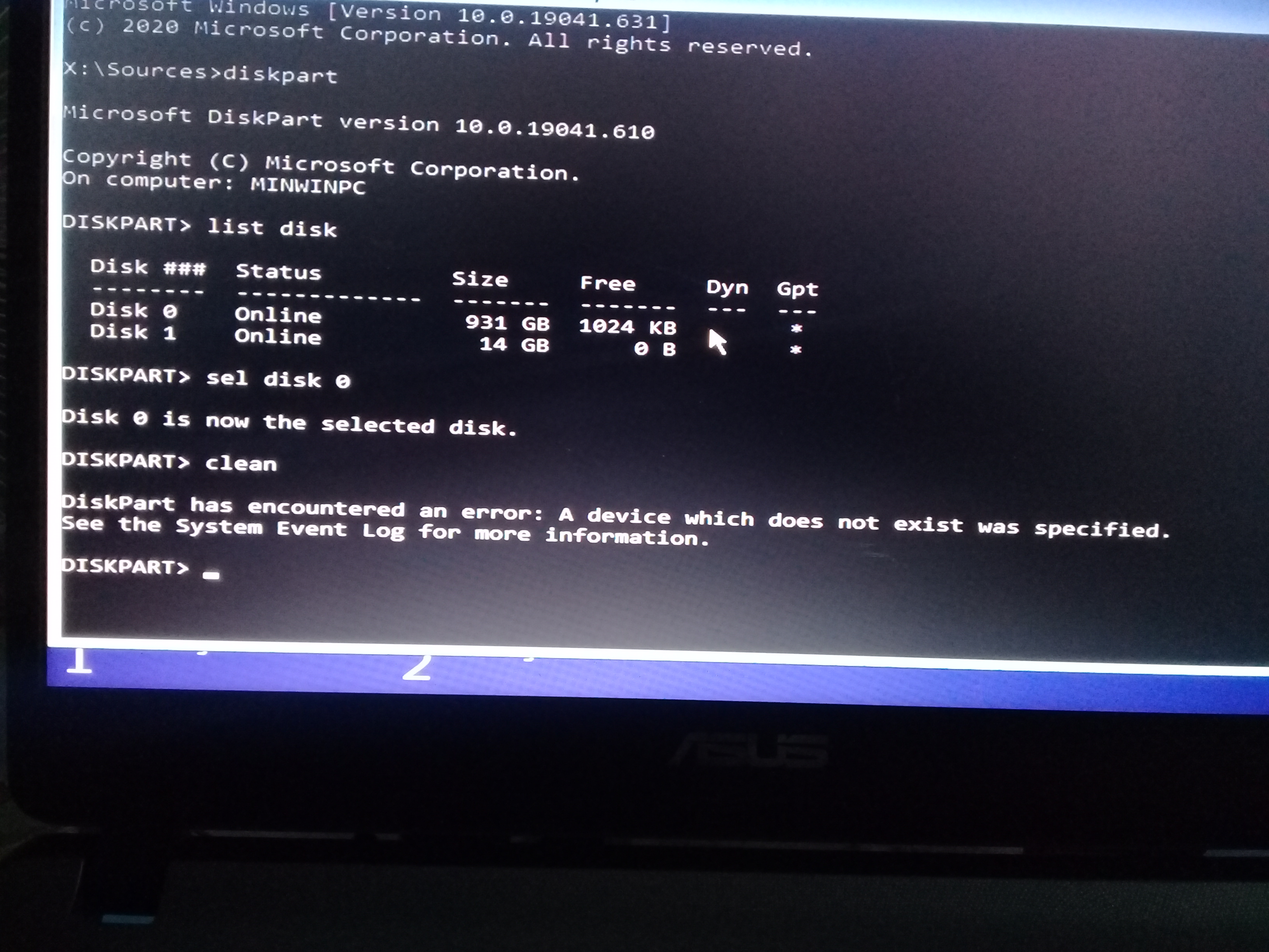 Windows setup couldn't find a hard drive to store temporary ...
