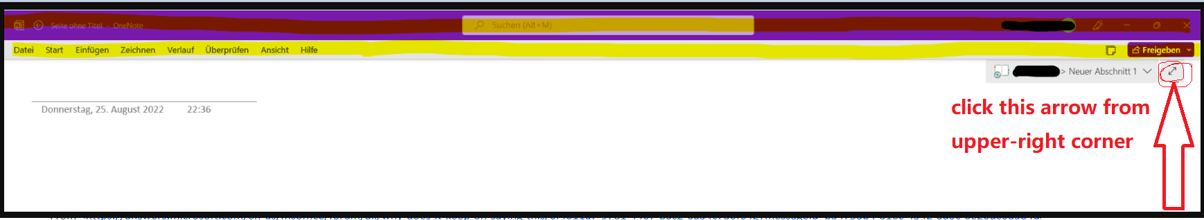 How do I remove the ribbon in full screen mode in OneNote? / Wie ...