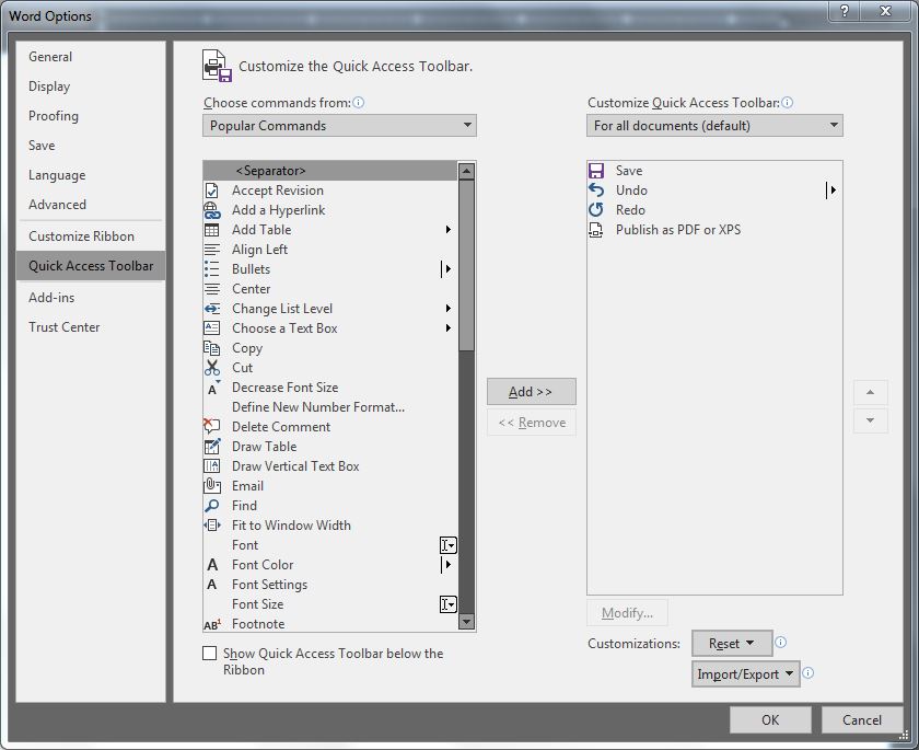 Publish to PDF/Save As PDF and the Quick Access Toolbar - Microsoft Q&A