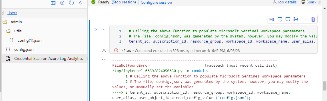 Trying to setup Credential Scan on Azure Log Analytics in Azure ML ...