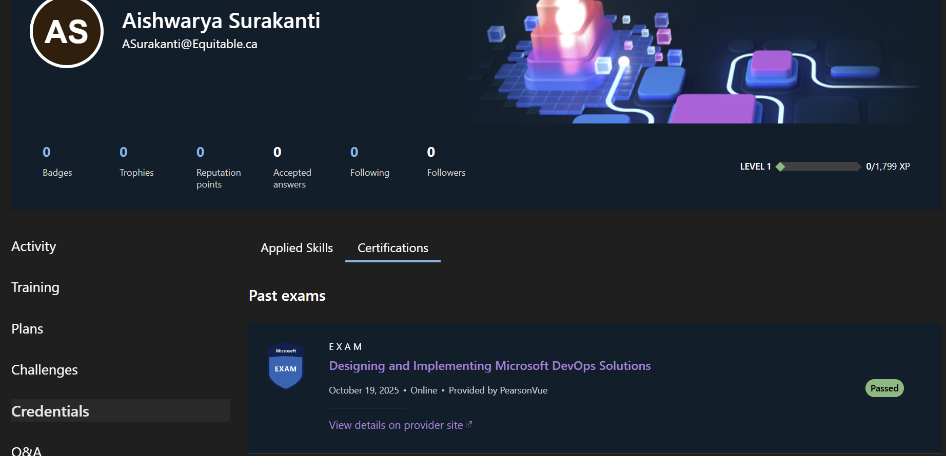Unable to see and download az 400 certification - Microsoft Q&A