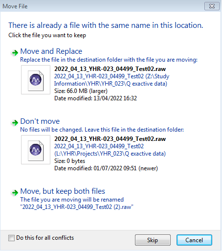 "There is already a file with the same name in this location" - when ...