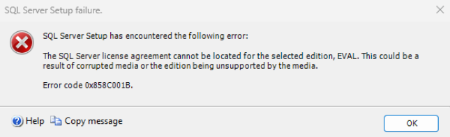 Intsall sql server error - Microsoft Q&A