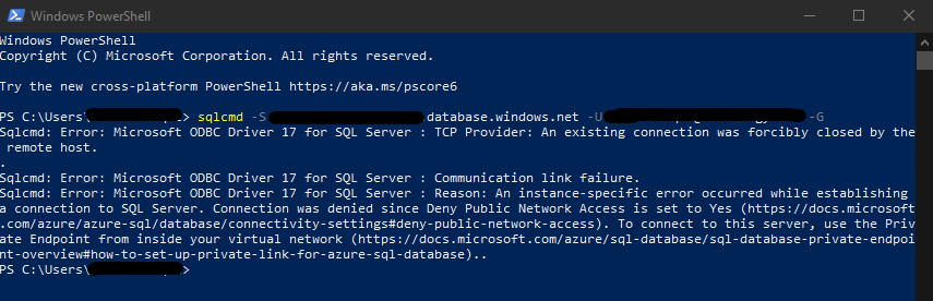 Azure SQL Server ports still open when Public Network Access is set to ...