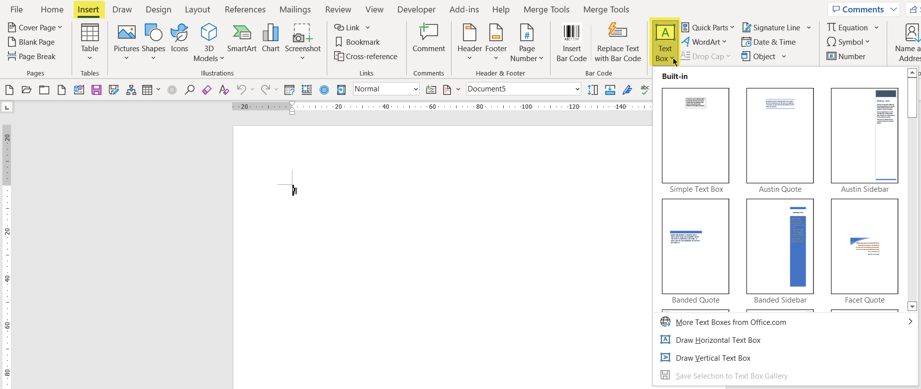 Unable to find text box add in new Office 365 - Microsoft Q&A