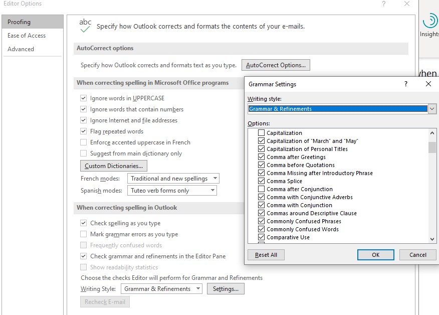 How to get Outlook to auto add apostrophe with conjunctions - Microsoft Q&A