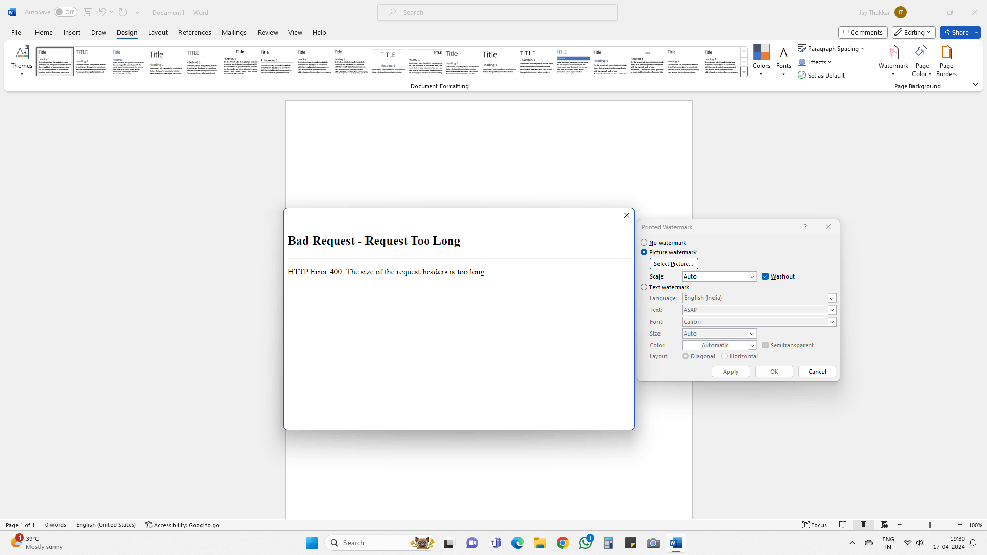 Regarding watermark in word documents - Microsoft Q&A