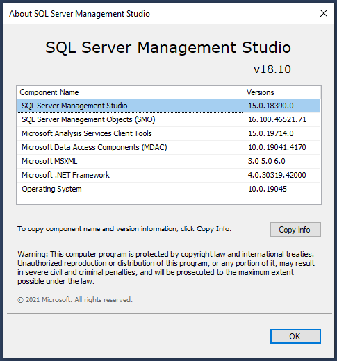 version sql server