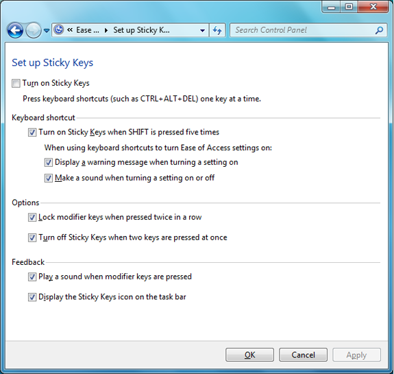 Sticky Keys, key board frozen.... as if by some sort of glitch ...