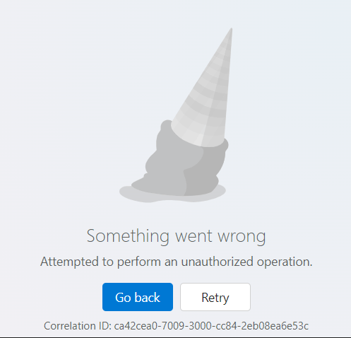Attempted to perform an unauthorized operation in OneDrive web app ...
