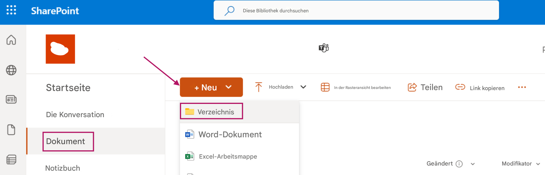 SharePointDiese Bibliothek durchsuchenStartseite+ NeuHochladenIn der Rasteransicht bearbeitenTeilenLink kopierenDie KonversationVerzeichnisDokumentWord-DokumentNotizbuchExcel-ArbeitsmappeGeändertModifikatorF