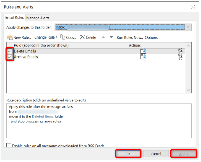 Inbox rules issue - Microsoft Q&A