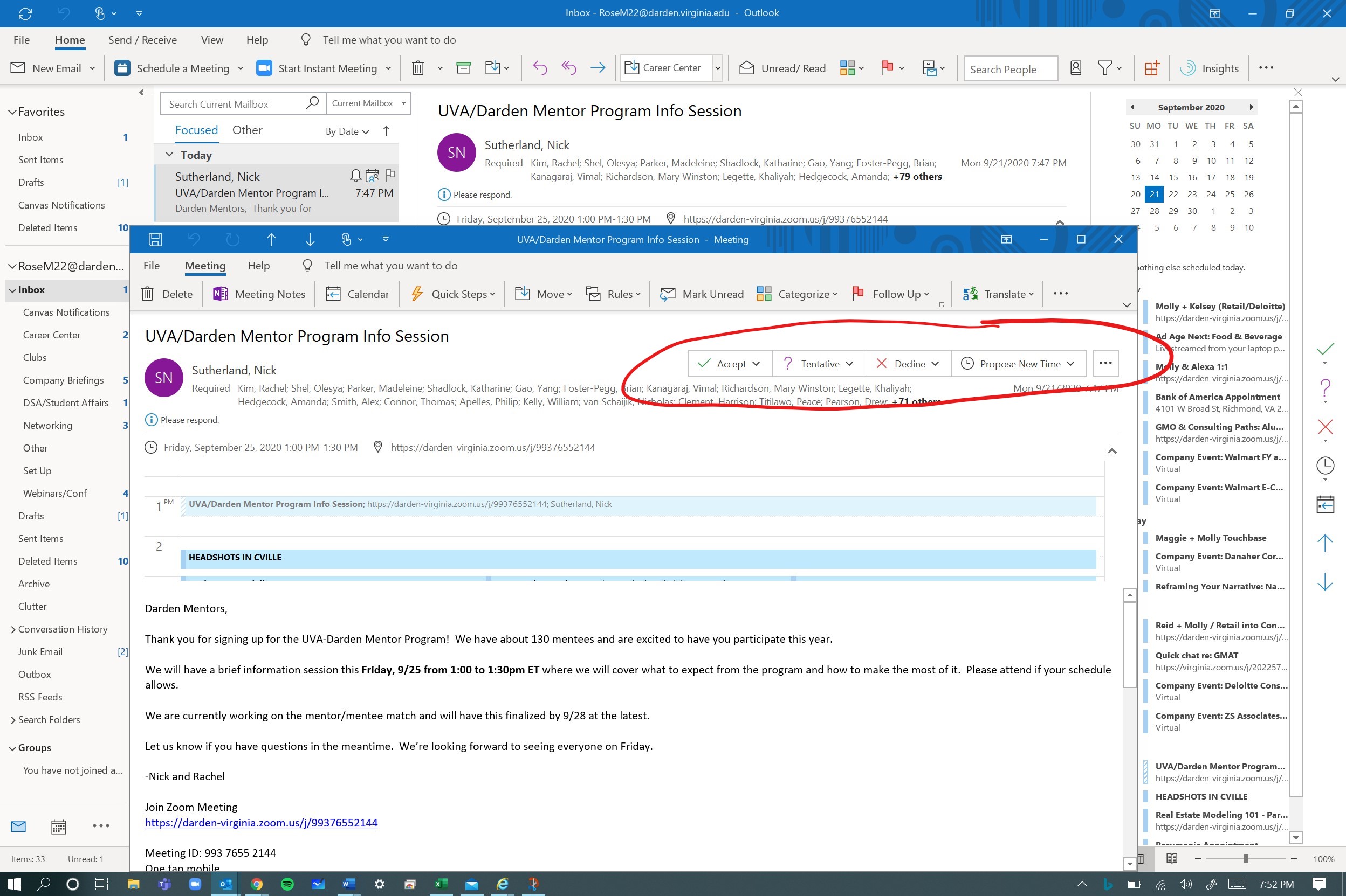 How to I add this calendar response bar in Outlook? (I'm on Windows 10 ...