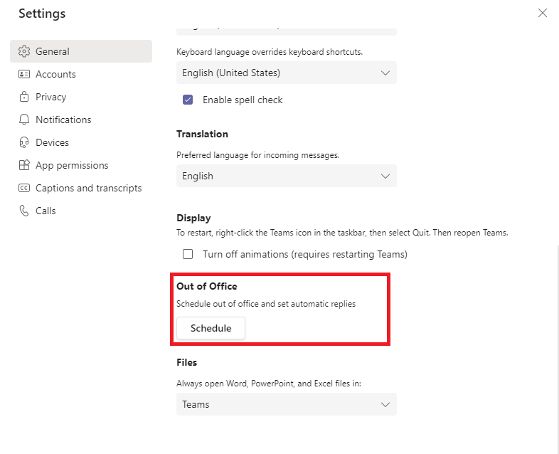 microsoft teams remove out of office status