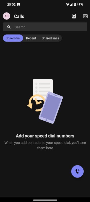 Teams app on Android only has call menu - Microsoft Q&A