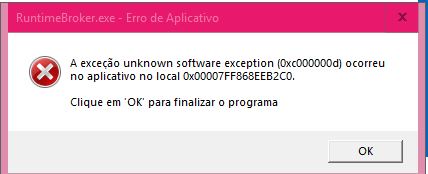 Windows 10 - A exceção unknown software exception ( 0x000000d