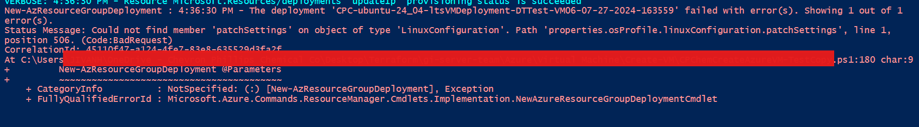 How to resolve 'patchSettings' error when creating new Linux VM with ...