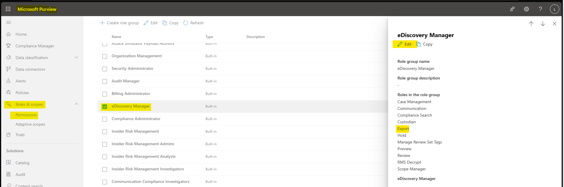 Export Permissions for Content Search. - Microsoft Q&A