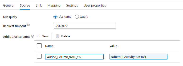 Copy Data Activity To append a column as one to one relationship