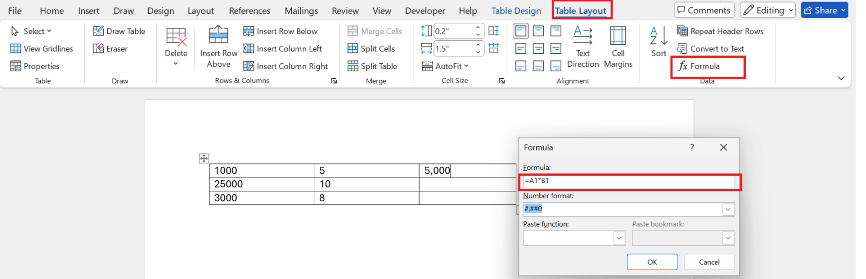 How do I multiply two cells in a Word table? - Microsoft Q&A