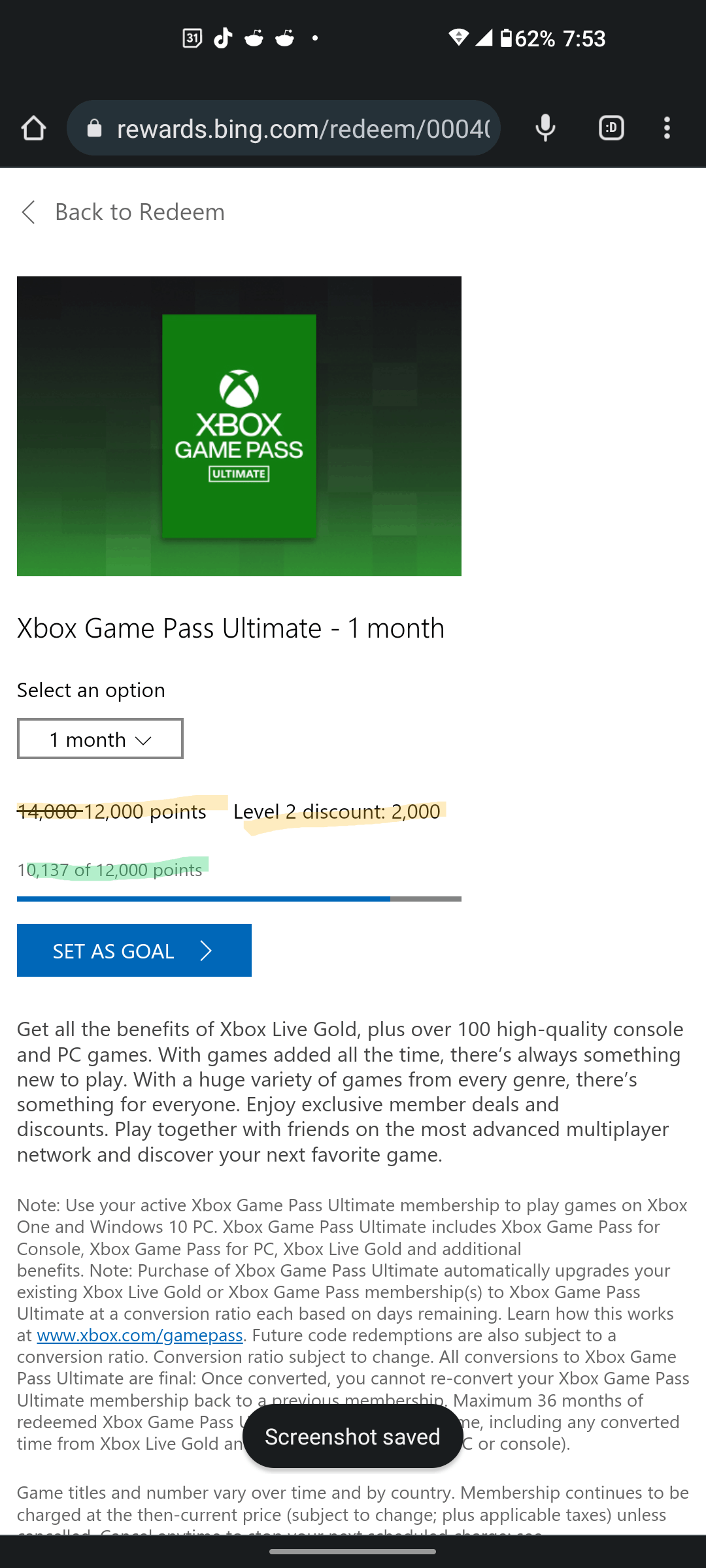 Charges me for level 1 rewards but I am on level 2 - Microsoft Q&A