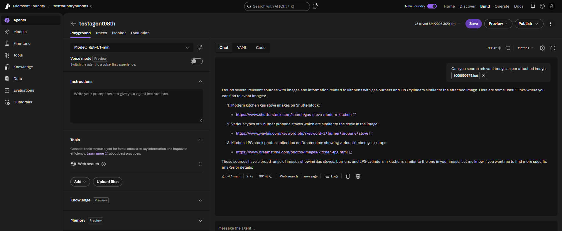 did image search with websearch response api