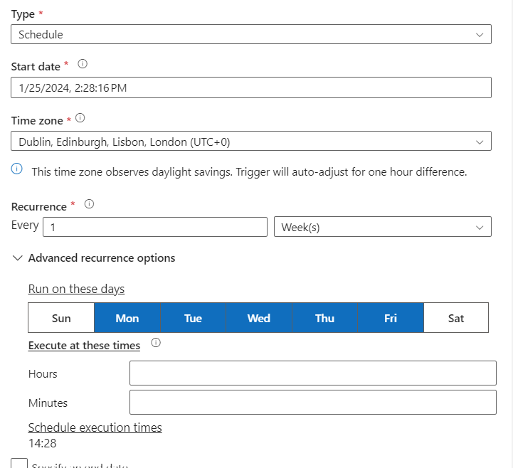 We need to schdule Azure Data Factory 8:00 AM London Time from Monday ...