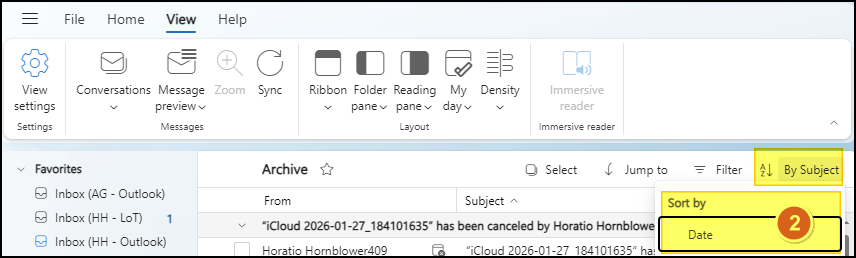 I cannot get my hotmail emails, back to RECENT EMAILS ON TOP ...