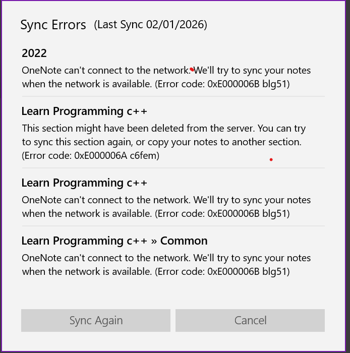 SyncErrors