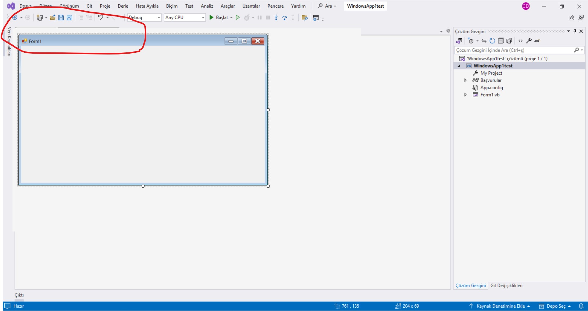 VS Form Window