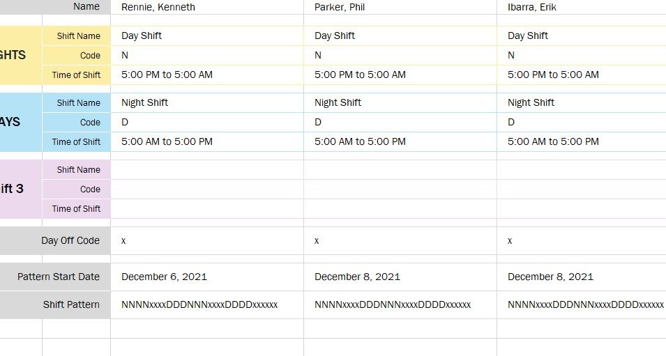 shift work calendar template - Microsoft Q&A