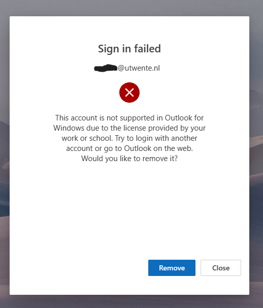 Unable to log in to school account in new Outlook for windows ...