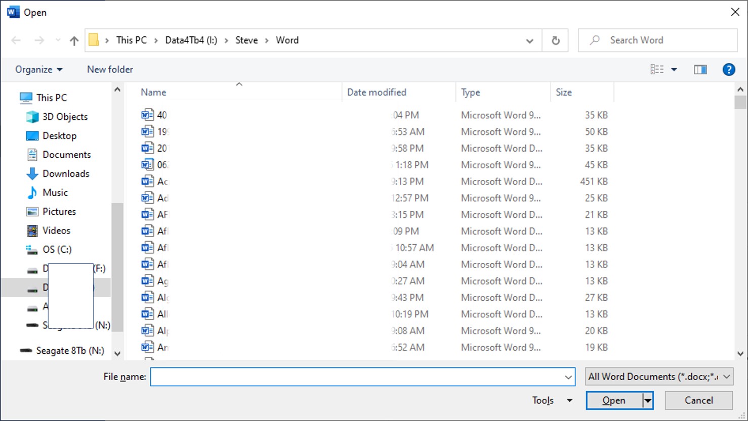 How to change Word, Excel File > Open > Folders view - Microsoft Q&A