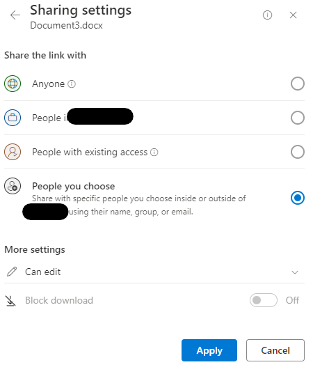 Issue with Sharing Word Documents - When using Share -> Share function ...