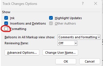 Is there a way to preserve track change settings so they stay the same ...