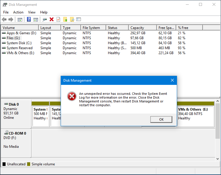 Disk management fails to shrink volume - Microsoft Q&A